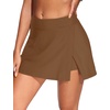 image:imageWomens Mid Rise Swim Skirt  Bathing Suit Skirt with Builtin Shorts Split Skort Swimsuit Bottoms Swimwear 2025Brown