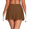 image:imageWomens Mid Rise Swim Skirt  Bathing Suit Skirt with Builtin Shorts Split Skort Swimsuit Bottoms Swimwear 2025Brown