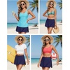 image:imageWomens Mid Rise Swim Skirt  Bathing Suit Skirt with Builtin Shorts Split Skort Swimsuit Bottoms Swimwear 2025Navy Blue