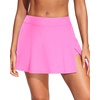 image:imageWomens Mid Rise Swim Skirt  Bathing Suit Skirt with Builtin Shorts Split Skort Swimsuit Bottoms Swimwear 2025Pink