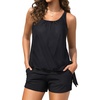 image:imageBlouson Tankini Swimsuit with Shorts  Womens Two Piece with Pockets Tummy Control Bathing Suit Modest Swimwear 2025Black