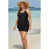 image:imagePlus Size Tankini with Shorts  Women Two Piece Swimsuits Bathing Suit Scoop Neck Flowy Swimwear 2025Black