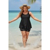 image:imagePlus Size Tankini with Shorts  Women Two Piece Swimsuits Bathing Suit Scoop Neck Flowy Swimwear 2025Black