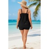 image:imagePlus Size Tankini with Shorts  Women Two Piece Swimsuits Bathing Suit Scoop Neck Flowy Swimwear 2025Black