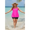 image:imagePlus Size Tankini with Shorts  Women Two Piece Swimsuits Bathing Suit Scoop Neck Flowy Swimwear 2025Hot Pink