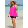 image:imagePlus Size Tankini with Shorts  Women Two Piece Swimsuits Bathing Suit Scoop Neck Flowy Swimwear 2025Hot Pink