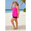 image:imagePlus Size Tankini with Shorts  Women Two Piece Swimsuits Bathing Suit Scoop Neck Flowy Swimwear 2025Hot Pink