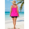 image:imagePlus Size Tankini with Shorts  Women Two Piece Swimsuits Bathing Suit Scoop Neck Flowy Swimwear 2025Hot Pink