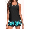 image:imageTalisea 3 Piece Tankini Swimsuits Women  Athletic Swim Tank Top with Bra and Boyshorts Bathing Suits Modest Swimwear 2026Green Floral