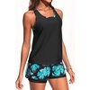 image:imageTalisea 3 Piece Tankini Swimsuits Women  Athletic Swim Tank Top with Bra and Boyshorts Bathing Suits Modest Swimwear 2026Green Floral