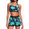 image:imageTalisea 3 Piece Tankini Swimsuits Women  Athletic Swim Tank Top with Bra and Boyshorts Bathing Suits Modest Swimwear 2026Green Floral