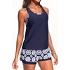 image:imageTalisea 3 Piece Tankini Swimsuits Women  Athletic Swim Tank Top with Bra and Boyshorts Bathing Suits Modest Swimwear 2026Navy Geometry