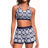 image:imageTalisea 3 Piece Tankini Swimsuits Women  Athletic Swim Tank Top with Bra and Boyshorts Bathing Suits Modest Swimwear 2026Navy Geometry