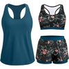 image:imageTalisea 3 Piece Tankini Swimsuits Women  Athletic Swim Tank Top with Bra and Boyshorts Bathing Suits Modest Swimwear 2026Teal and Floral