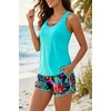 image:imageTalisea 3 Piece Tankini with Shorts  Modest Swimsuit Tummy Control Bathing Suits Athletic Sports Swimwear with PocketsAqua Colorful Floral