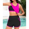 image:imageTalisea 3 Piece Tankini with Shorts  Modest Swimsuit Tummy Control Bathing Suits Athletic Sports Swimwear with PocketsHot Pink and Black