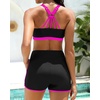 image:imageTalisea 3 Piece Tankini with Shorts  Modest Swimsuit Tummy Control Bathing Suits Athletic Sports Swimwear with PocketsHot Pink and Black