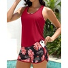 image:imageTalisea 3 Piece Tankini with Shorts  Modest Swimsuit Tummy Control Bathing Suits Athletic Sports Swimwear with PocketsRed Floral