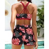 image:imageTalisea 3 Piece Tankini with Shorts  Modest Swimsuit Tummy Control Bathing Suits Athletic Sports Swimwear with PocketsRed Floral