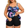 image:imageTalisea Plus Size Bandeau Swimsuit Strapless Tankini Two Piece Bathing Suits with Shorts