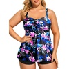 image:imageTalisea Plus Size Bandeau Swimsuit Strapless Tankini Two Piece Bathing Suits with Shorts