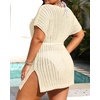 image:imageTalisea Plus Size Swimsuit Cover Up Women  Crochet Beach Romper Knit Bathing Suit Short Sleeve V Neck Swimwear Coverup DressBeige