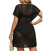 image:imageTalisea Plus Size Swimsuit Cover Up Women  Crochet Beach Romper Knit Bathing Suit Short Sleeve V Neck Swimwear Coverup DressBlack