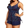 image:imageTalisea Plus Size Tankini Swimsuits for Women Two Piece Bathing Suits with Shorts Tummy Control SwimwearBlue  Stripes