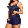 image:imageTalisea Plus Size Tankini Swimsuits for Women Two Piece Bathing Suits with Shorts Tummy Control SwimwearBlue  Stripes
