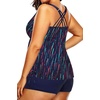 image:imageTalisea Plus Size Tankini Swimsuits for Women Two Piece Bathing Suits with Shorts Tummy Control SwimwearBlue  Stripes