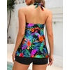 image:imageTalisea Tankini Swimsuit Bathing Suit 2024  Women Two Piece with Shorts Halter Twist Front Flowy Top Retro SwimwearBlack Floral