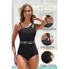 image:imageTalisea Two Piece Tankini Bathing Suit One Shoulder Swimsuit for Women Tummy Control SwimwearBlack