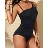 image:imageTalisea Two Piece Tankini Bathing Suit One Shoulder Swimsuit for Women Tummy Control SwimwearBlack
