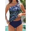 image:imageTalisea Two Piece Tankini Bathing Suit One Shoulder Swimsuit for Women Tummy Control SwimwearBlue Floral