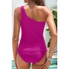 image:imageTalisea Two Piece Tankini Bathing Suit One Shoulder Swimsuit for Women Tummy Control SwimwearPink