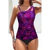 image:imageTalisea Two Piece Tankini Bathing Suit One Shoulder Swimsuit for Women Tummy Control SwimwearPurple Leaf