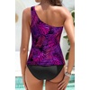 image:imageTalisea Two Piece Tankini Bathing Suit One Shoulder Swimsuit for Women Tummy Control SwimwearPurple Leaf