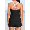 image:imageTalisea Women 2 Piece Tankini Swimsuit with Pockets Boy Shorts Modest Bathing Suit Tummy Control Tank TopBlack