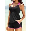 image:imageTalisea Women 2 Piece Tankini Swimsuit with Pockets Boy Shorts Modest Bathing Suit Tummy Control Tank TopBlack Pink