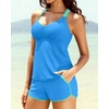image:imageTalisea Women 2 Piece Tankini Swimsuit with Pockets Boy Shorts Modest Bathing Suit Tummy Control Tank TopBlue Green