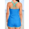 image:imageTalisea Women 2 Piece Tankini Swimsuit with Pockets Boy Shorts Modest Bathing Suit Tummy Control Tank TopBlue Green