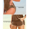 image:imageTalisea Women 2 Piece Tankini Swimsuit with Pockets Boy Shorts Modest Bathing Suit Tummy Control Tank TopBrown and Beige