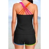 image:imageTalisea Women 2 Piece Tankini Swimsuit with Pockets Boy Shorts Modest Bathing Suit Tummy Control Tank TopColorful Black