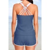 image:imageTalisea Women 2 Piece Tankini Swimsuit with Pockets Boy Shorts Modest Bathing Suit Tummy Control Tank TopGray Blue