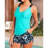 image:imageTalisea Women 2 Piece Tankini Swimsuit with Pockets Boy Shorts Modest Bathing Suit Tummy Control Tank TopGreen Floral