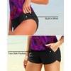 image:imageTalisea Women 2 Piece Tankini Swimsuit with Pockets Boy Shorts Modest Bathing Suit Tummy Control Tank TopPurple Leaves