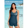 image:imageTalisea Women 2 Piece Tankini Swimsuit with Pockets Boy Shorts Modest Bathing Suit Tummy Control Tank TopTeal and Green