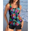 image:imageTalisea Women Flowy Tankini Swimsuit  Two Piece Bathing Suit with Shorts 2025 SwimwearBlack Floral