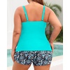 image:imageTalisea Womens Plus Size Tankini with Shorts 2024 Two Piece Swimsuit Tummy Control Bathing Suit Deep V Neck SwimwearAqua