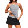 image:imageTalisea Womens Tankini Bathing Suits with Skirt Two Piece Tummy Control Swimsuits Ladies SwimwearStripe and Black